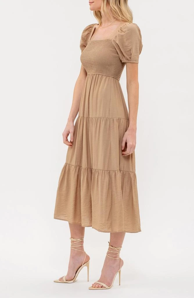 AUGUST SKY Puff Sleeve Tiered Midi Dress 5