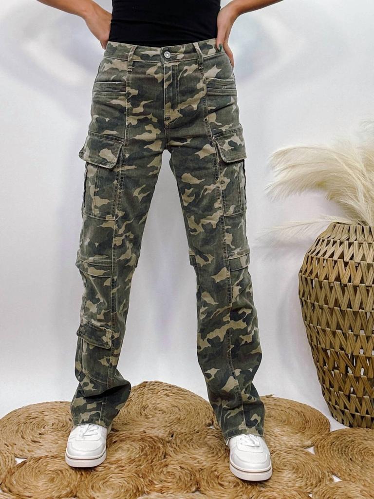 Shop Camo Rolled Waist Cargo Pants on Sale at BeyondStyle – Get 60