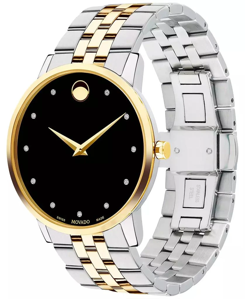 Movado Men's Swiss Museum Classic Diamond-Accent Two-Tone PVD Stainless Steel Bracelet Watch 40mm 2