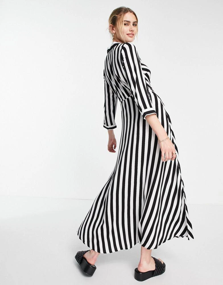 Y.A.S. YAS maxi shirt dress in bold stripe - BLACK 2