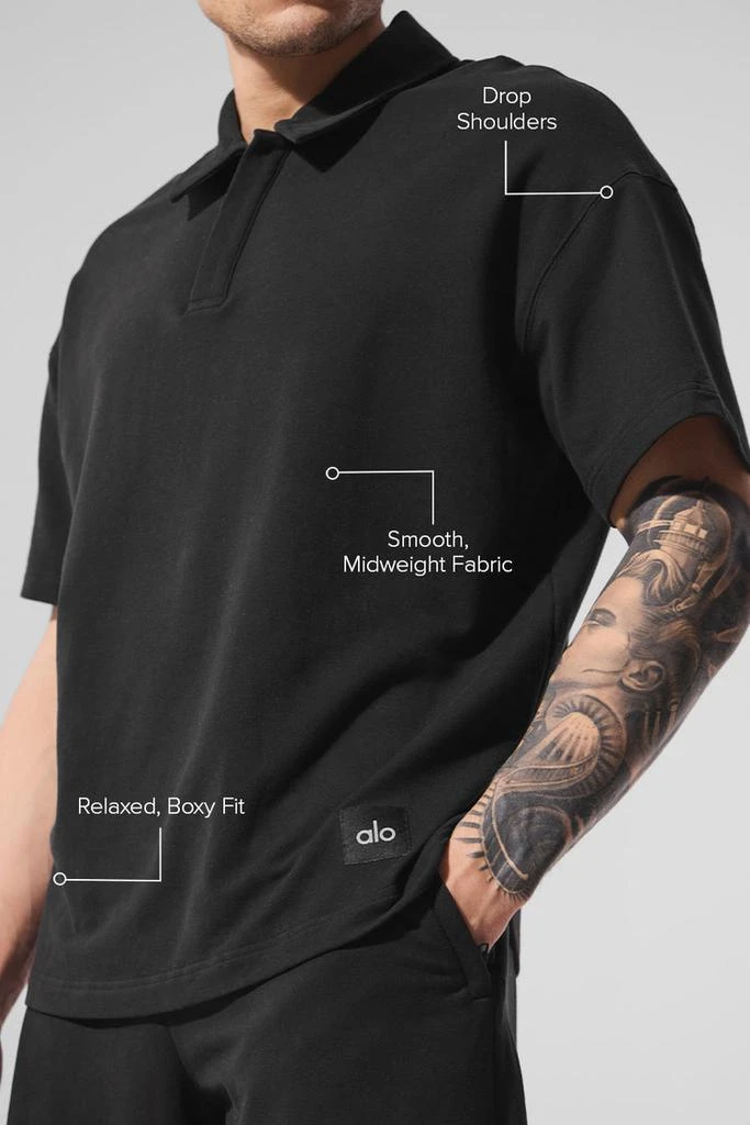 Alo Double Take Short Sleeve Polo - Black 2