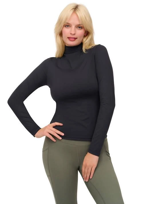 Yogalicious Zenly Evelyn Meet And Greet Mock Neck Long Sleeve Top 1