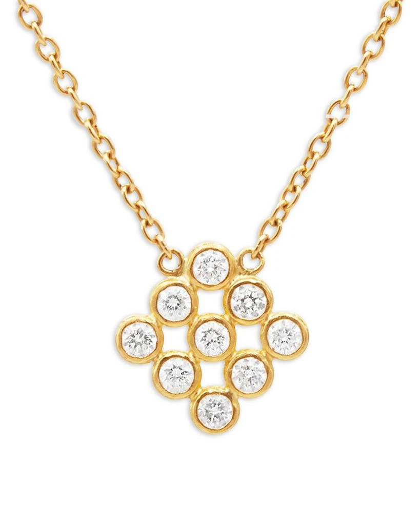 Gurhan 24K Yellow Gold Pointelle Diamond Bezel Cluster Pendant Necklace, 16-18" 1