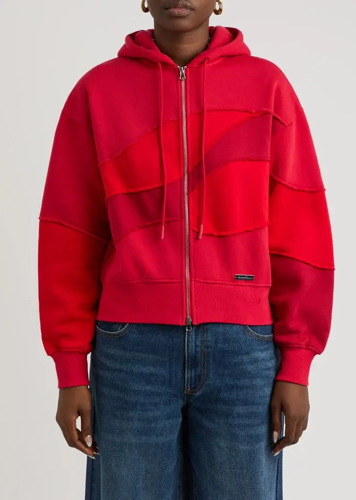 House Of Sunny Landscape panelled hooded cotton-blend sweatshirt 2
