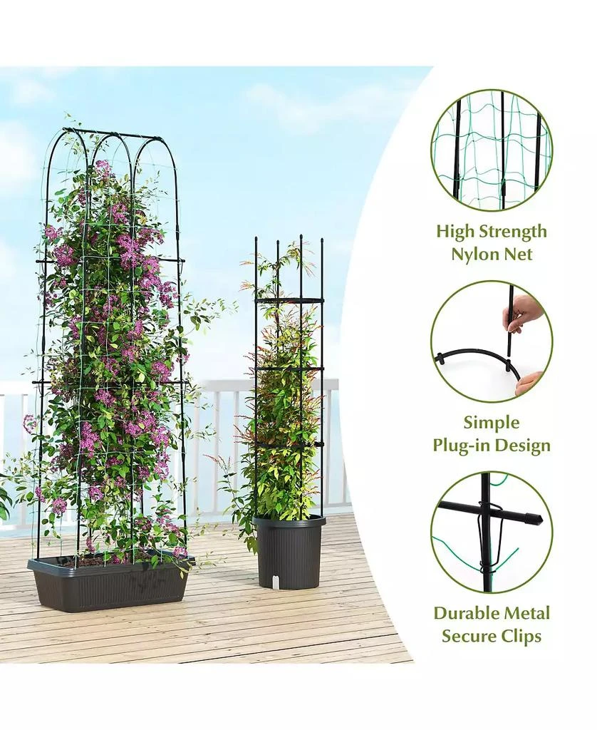 SUGIFT 2 Pack Garden Planters with Trellis Cucumber Trellis Tomato Cage 5