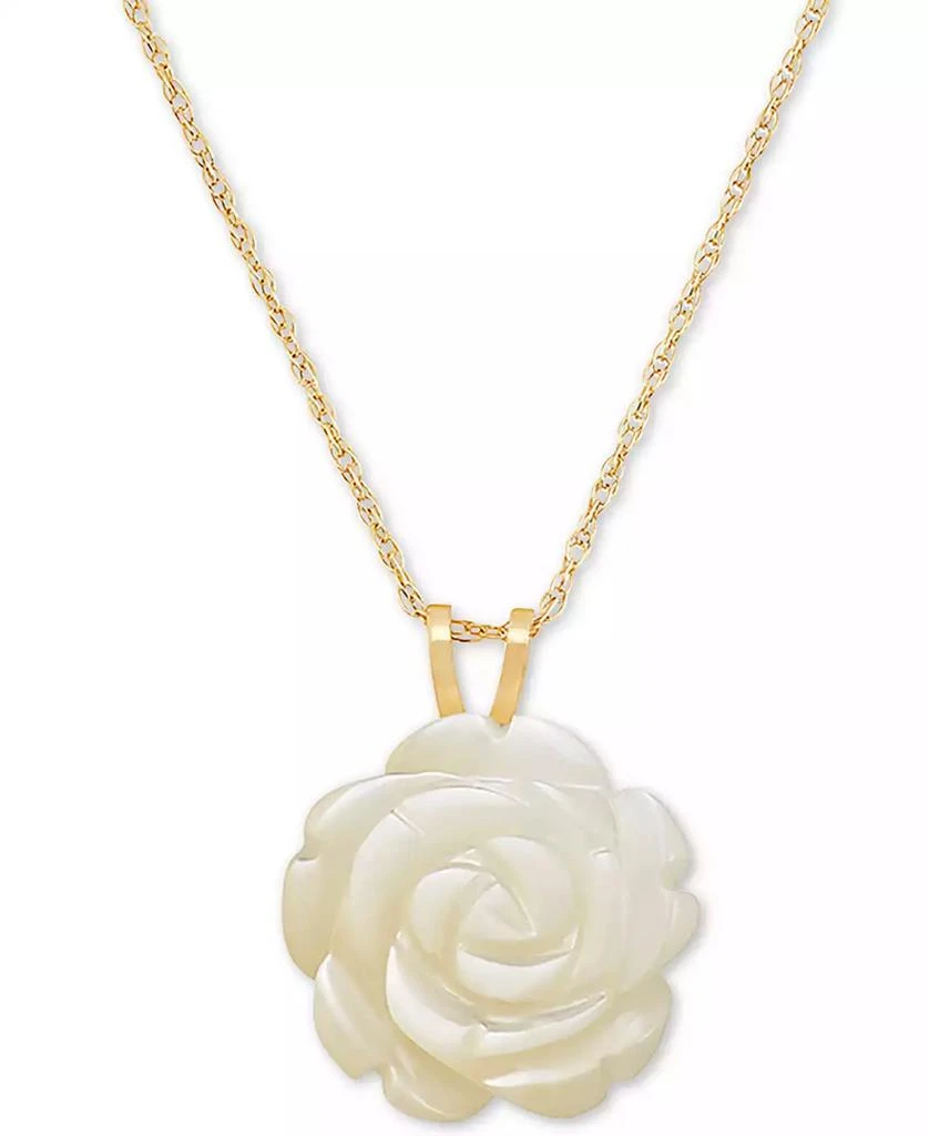 Macy
s Mother-of-Pearl Rose 18" Pendant Necklace in 10k Gold