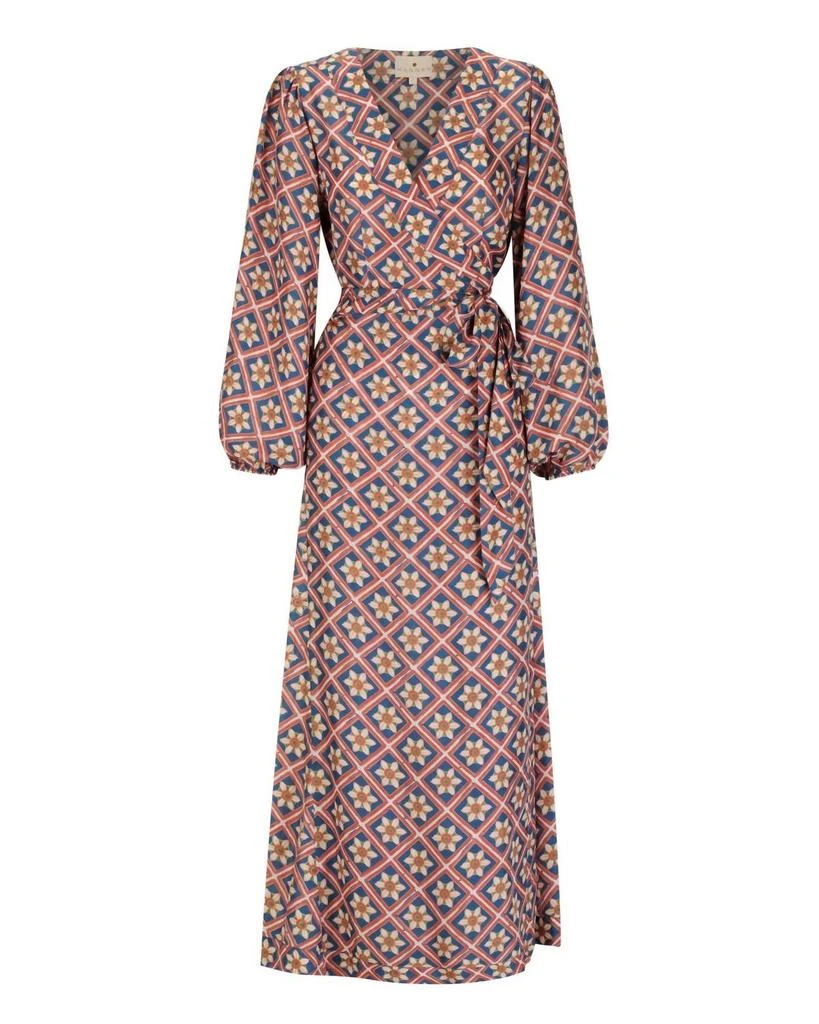 Hannah Artwear Luna Maxi Wrap Dress In Talavera Indigo 5
