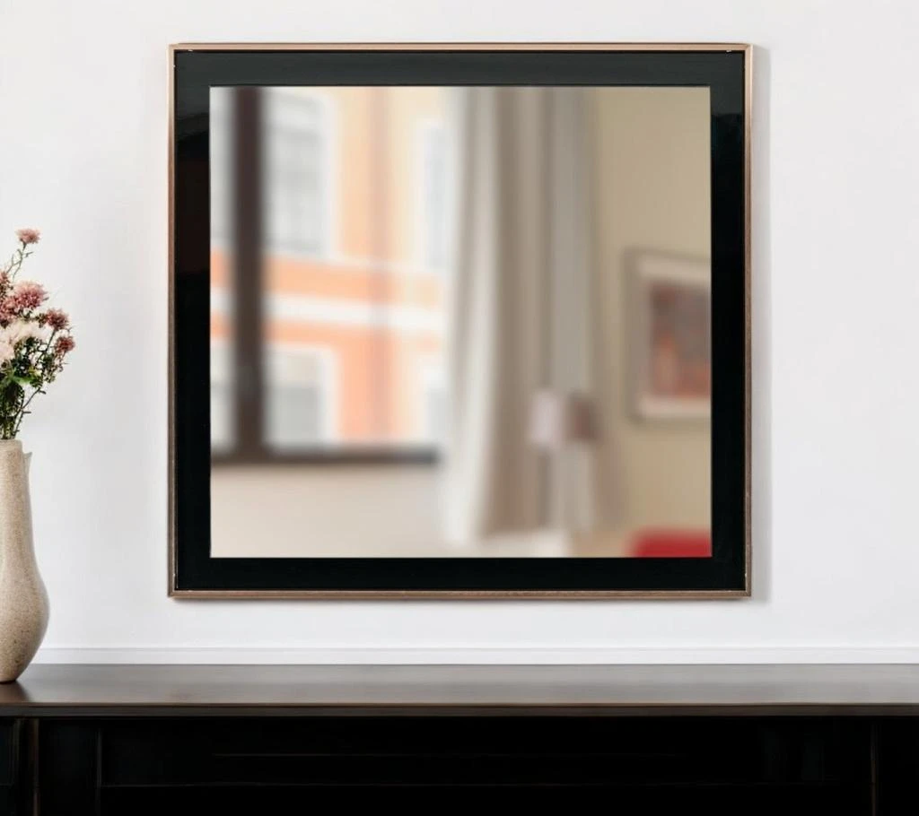 Hivvago 39" Rose Gold and Black Wood and Metal Framed Accent Mirror