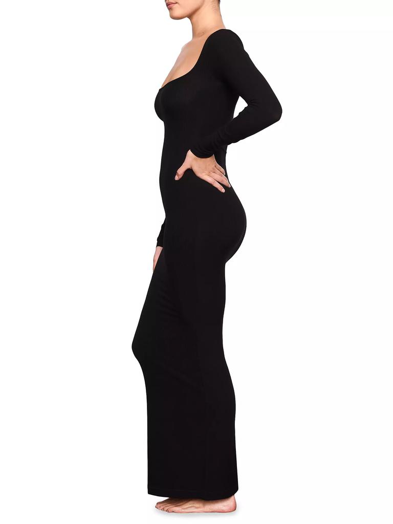 NWT SMALL SKIMS ONYX BLACK sold SOFT LOUNGE LONG SLEEVE DRESS