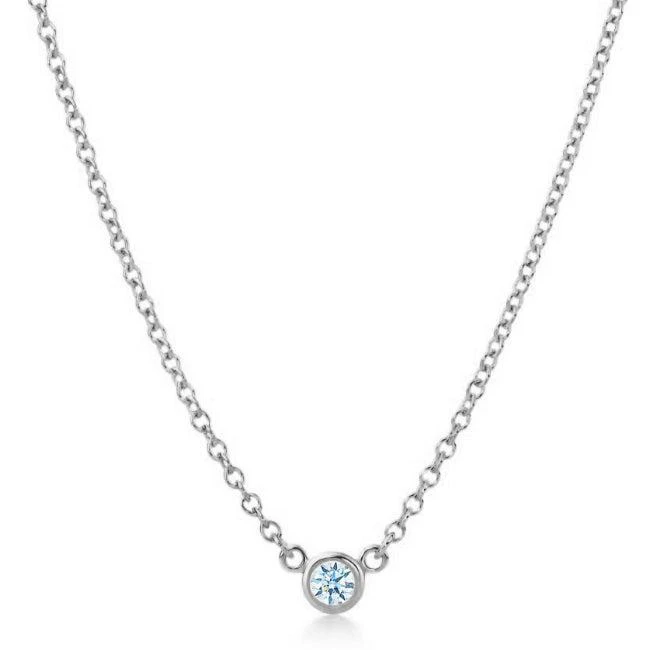 Suzy Levian 14k White Gold 0.25 ct TDW Diamond Solitaire Necklace 1