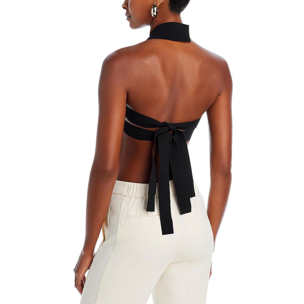 A.W.A.K.E MODE Womens Woven Side Tie Halter Top