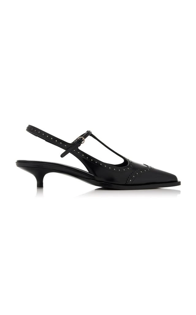 Miu Miu Miu Miu - Leather Slingback Pumps - Black - IT 36 - Moda Operandi 1