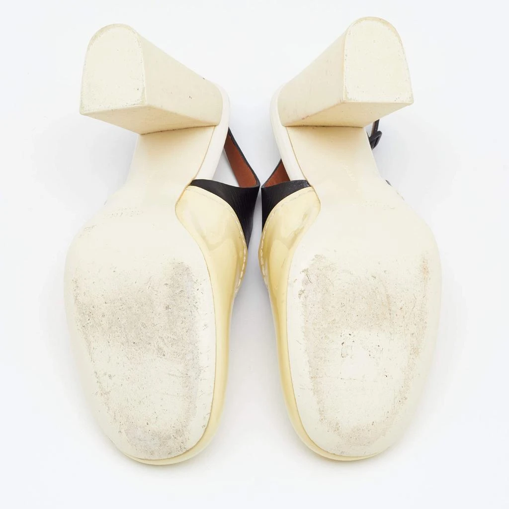 Celine Celine Cream/Black Patent And Leather Slingback Sandals Size 38 6