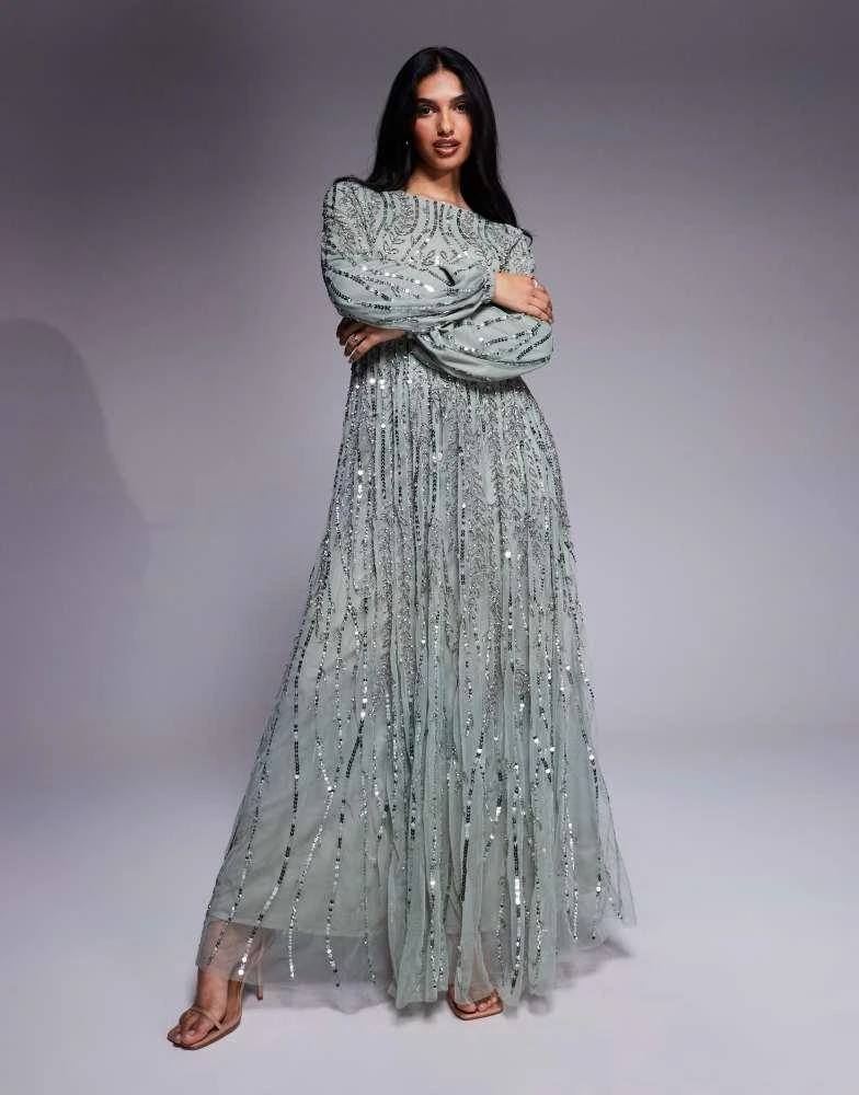 Beauut Beauut Jana embellished long sleeve maxi dress in green - Dresses &  Skirts - Free Shipping - BeyondStyle