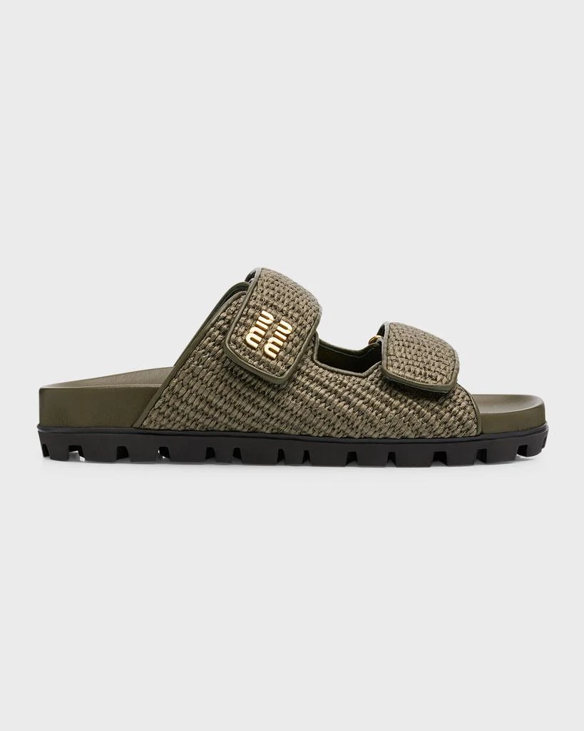 Miu Miu Raffia Dual-Grip Comfort Sandals 1