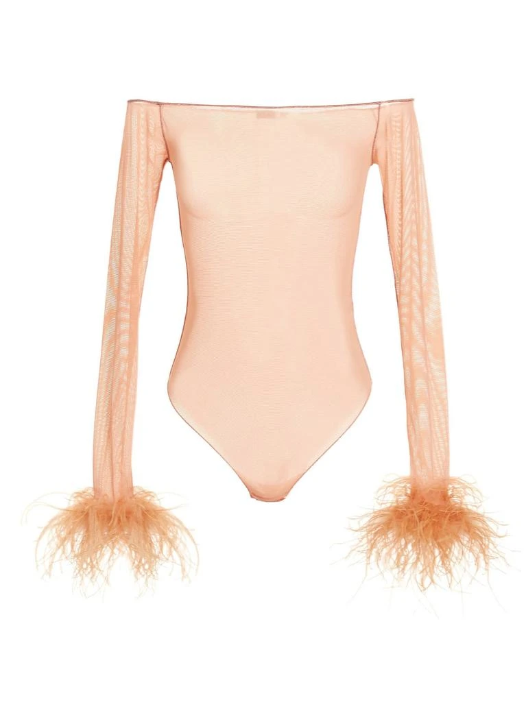 OSEREE Feather Transparent Mesh Bodysuit 1