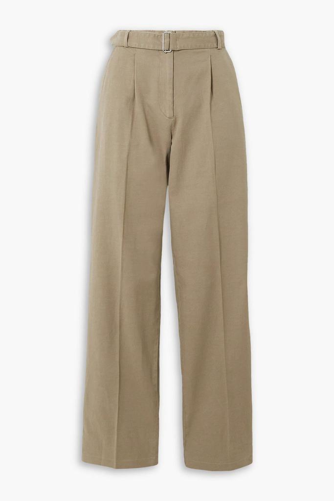 Officine Générale Sophia belted pleated cotton-blend gabardine wide-leg pants