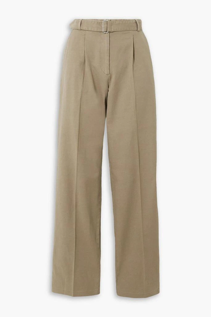 OFFICINE GÉNÉRALE Sophia belted pleated cotton-blend gabardine wide-leg pants 1