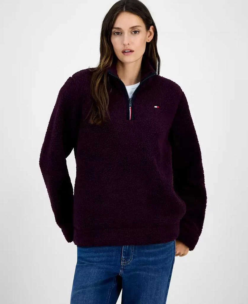 Tommy Hilfiger Women
s Quarter-Zip Faux-Sherpa Jacket 1