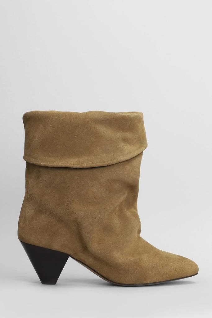 Isabel Marant Ryska High Heels Ankle Boots In Khaki Suede 1