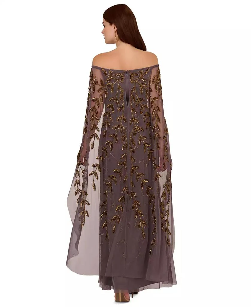 Adrianna Papell Women's Beaded Off-The-Shoulder Cape Dress 2