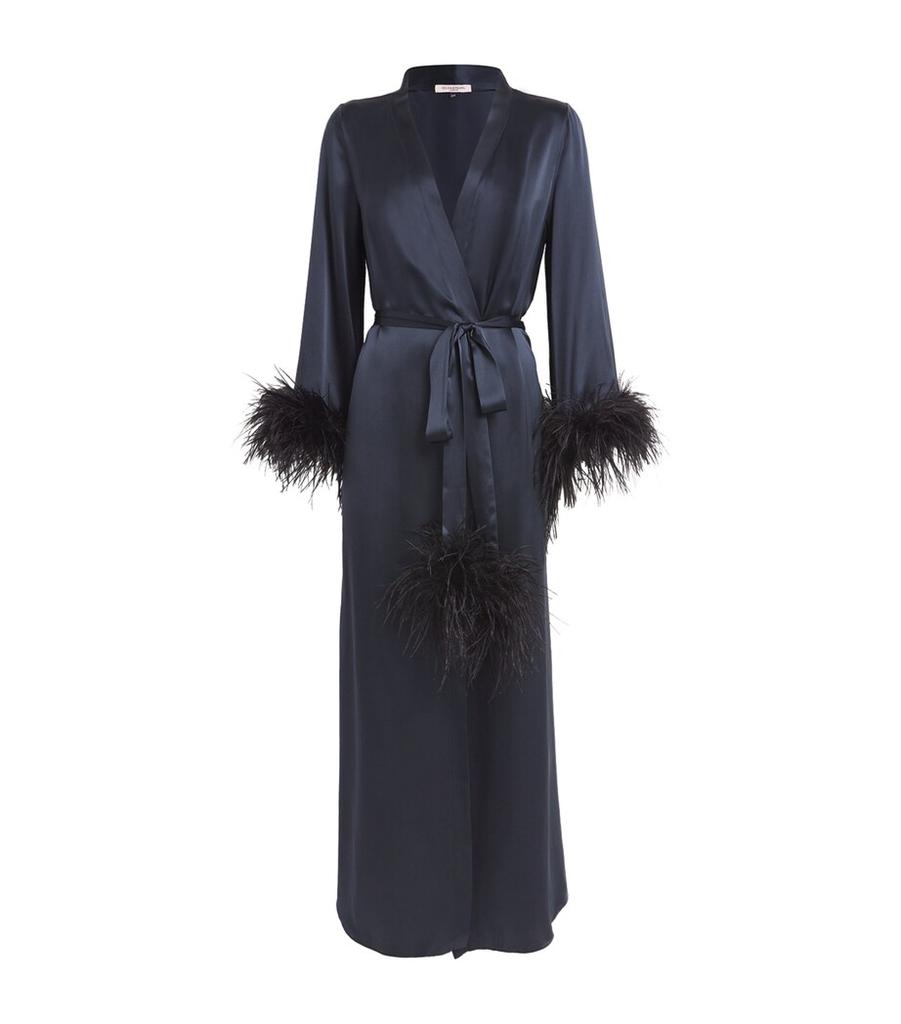 GILDA & PEARL Feather-Trim Camille Long Robe