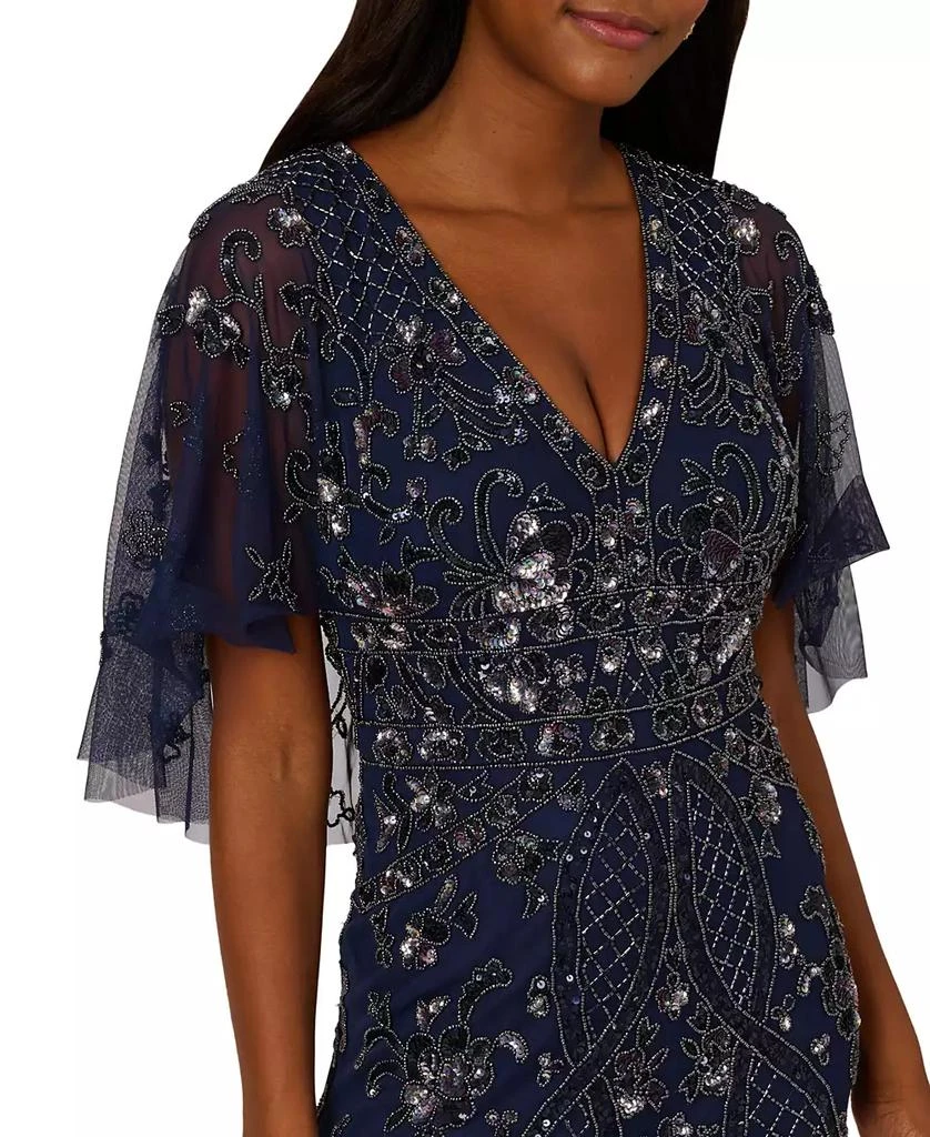 Adrianna Papell Women's Embellished Cape-Sleeve Gown 3