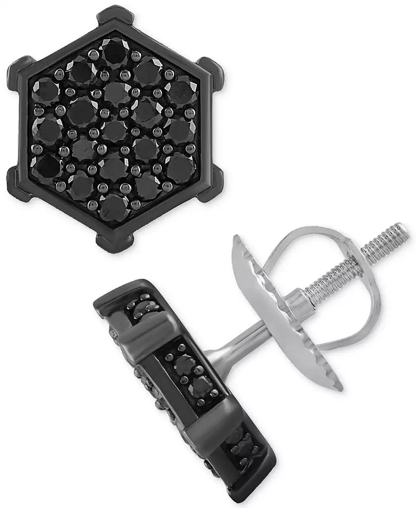 Macy's Men's Black Diamond Hexagon Cluster Screw Back Stud Earrings (1 ct. t.w.) 1