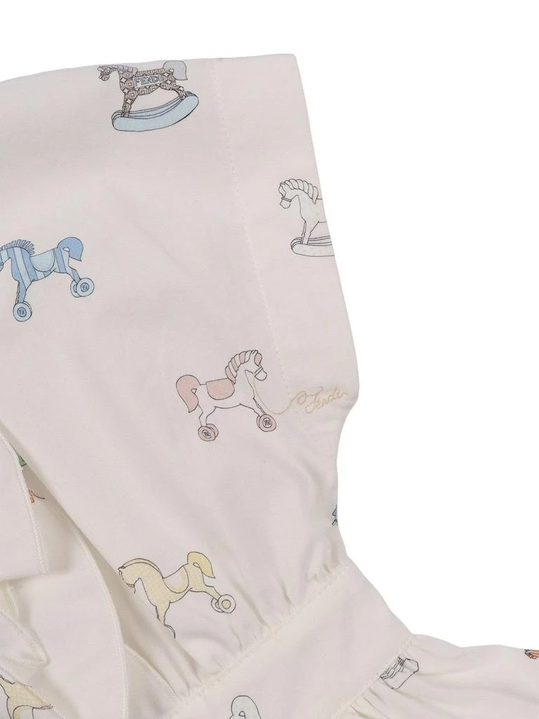 Fendi Fendi Kids Ruffled Horse Graphic Dress 3