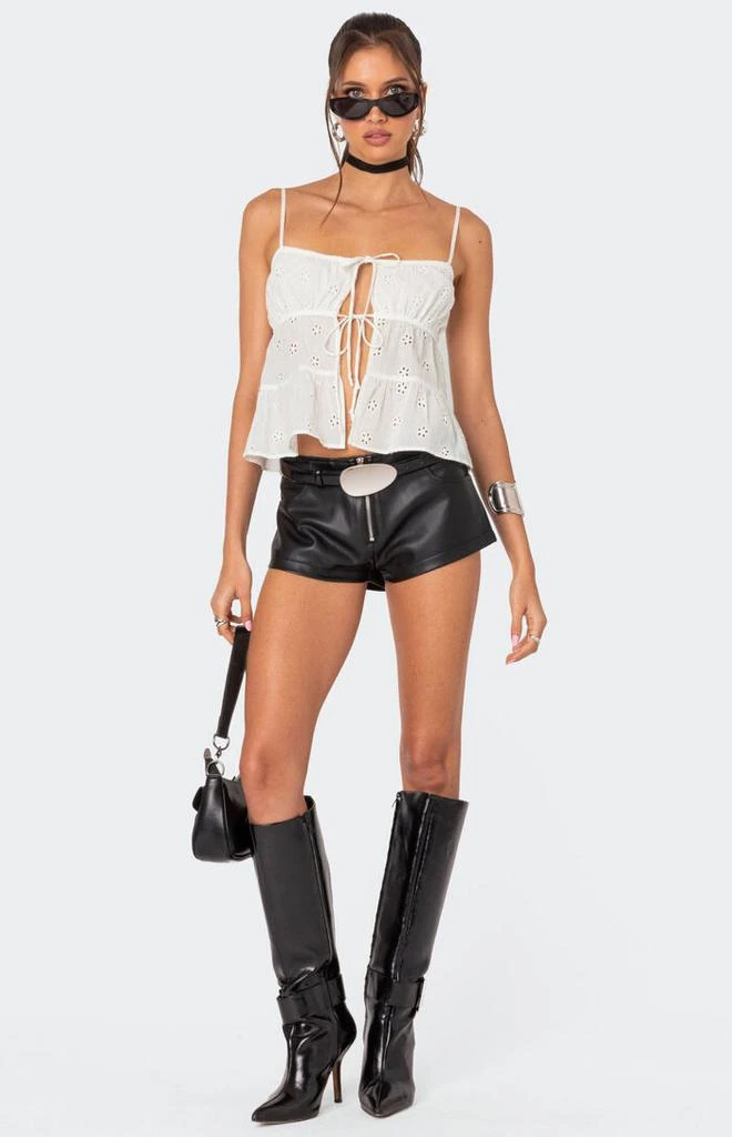 Edikted Zippy Faux Leather Micro Shorts 5
