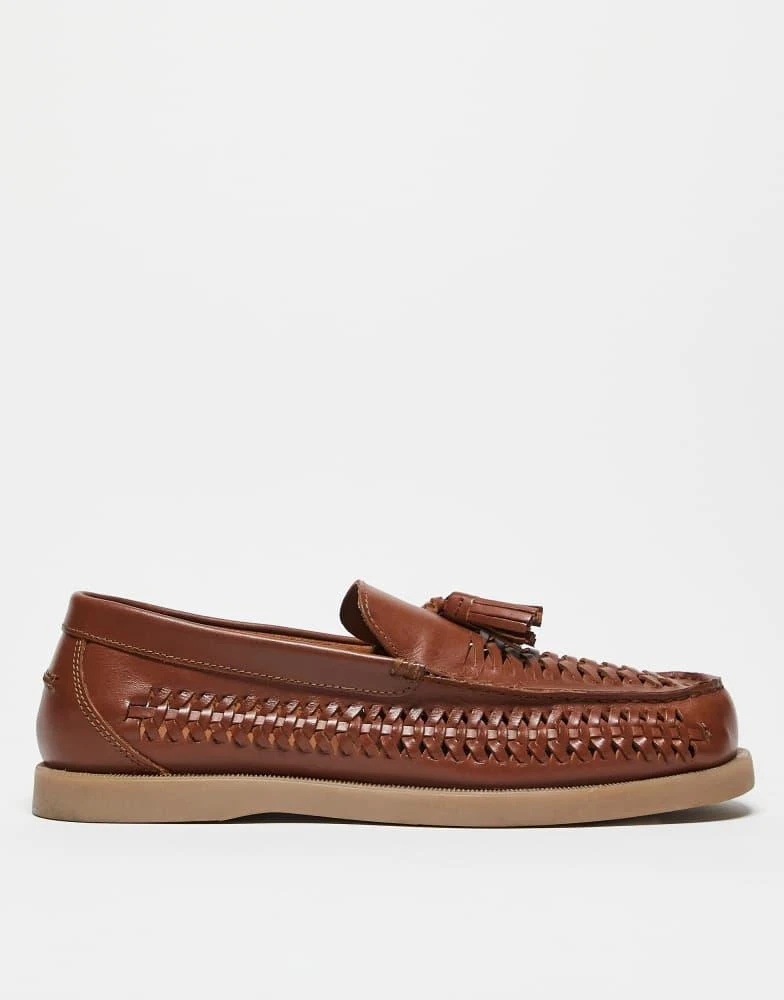 ASOS ASOS DESIGN loafers in tan leather with weave
