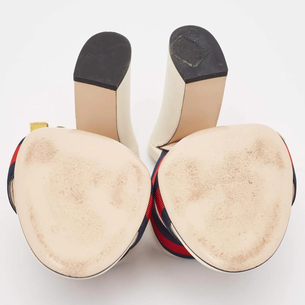 Gucci Gucci Gold Leather and Grosgrain Web Aline Sandals Size 38 6