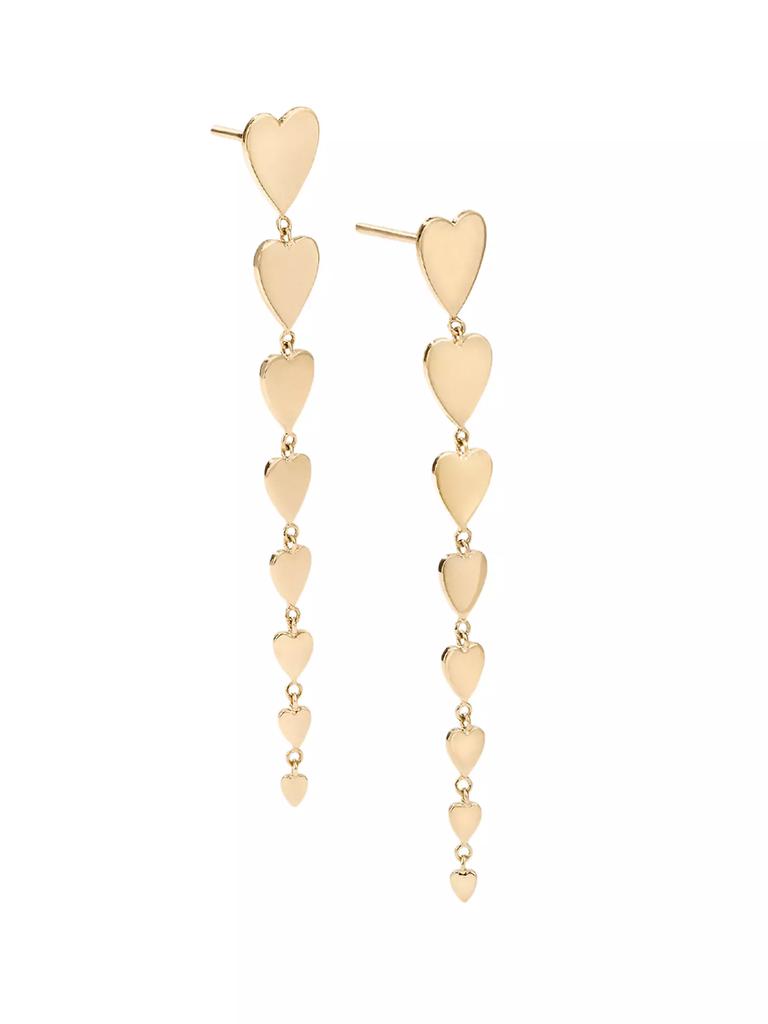 LANA 14K Yellow Gold Linear Heart Earrings
