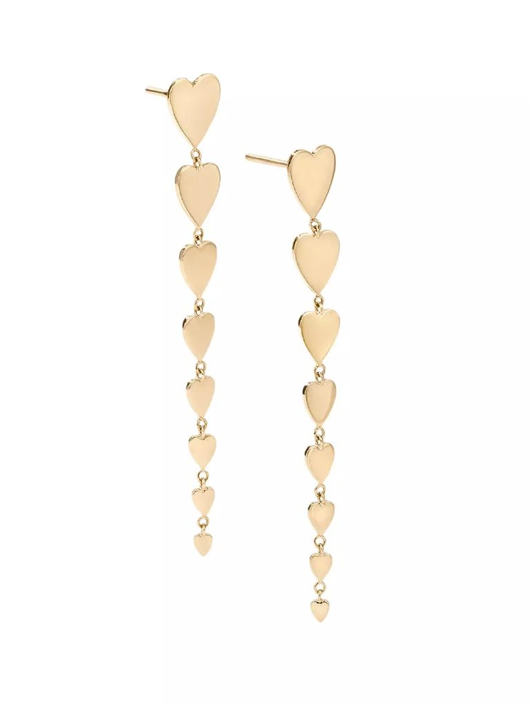 LANA 14K Yellow Gold Linear Heart Earrings 2