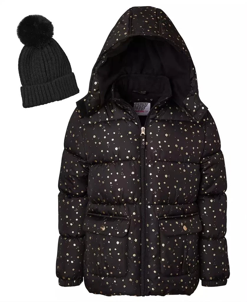 Kensie Big Girls
 Foil Dot Puffer Jacket with Beanie