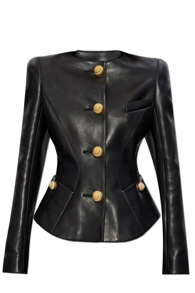 Balmain Balmain Leather Peplum Jacket 1