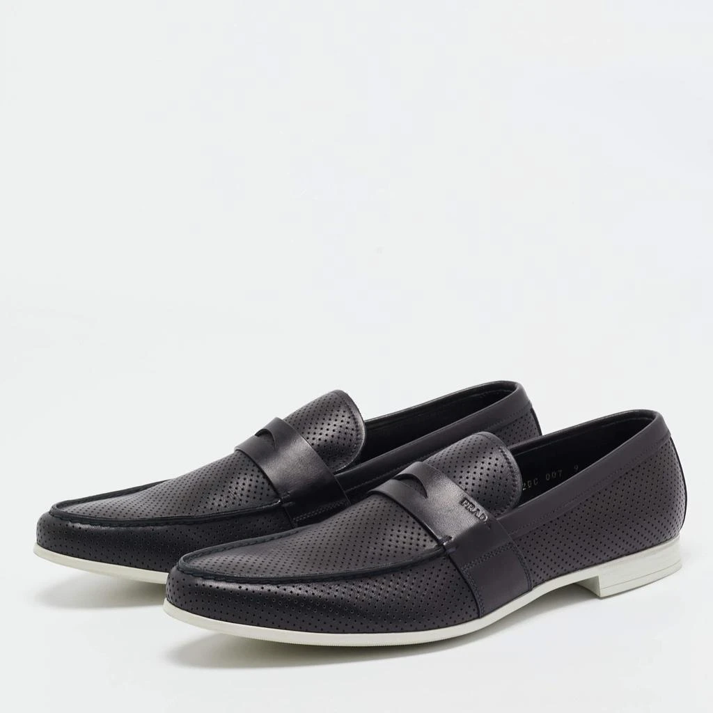 Prada Blue Leather Slip-On Driving Loafers Shop Prada Blue Leather Slip On Loafers Size 41 on Sale at  main image 4