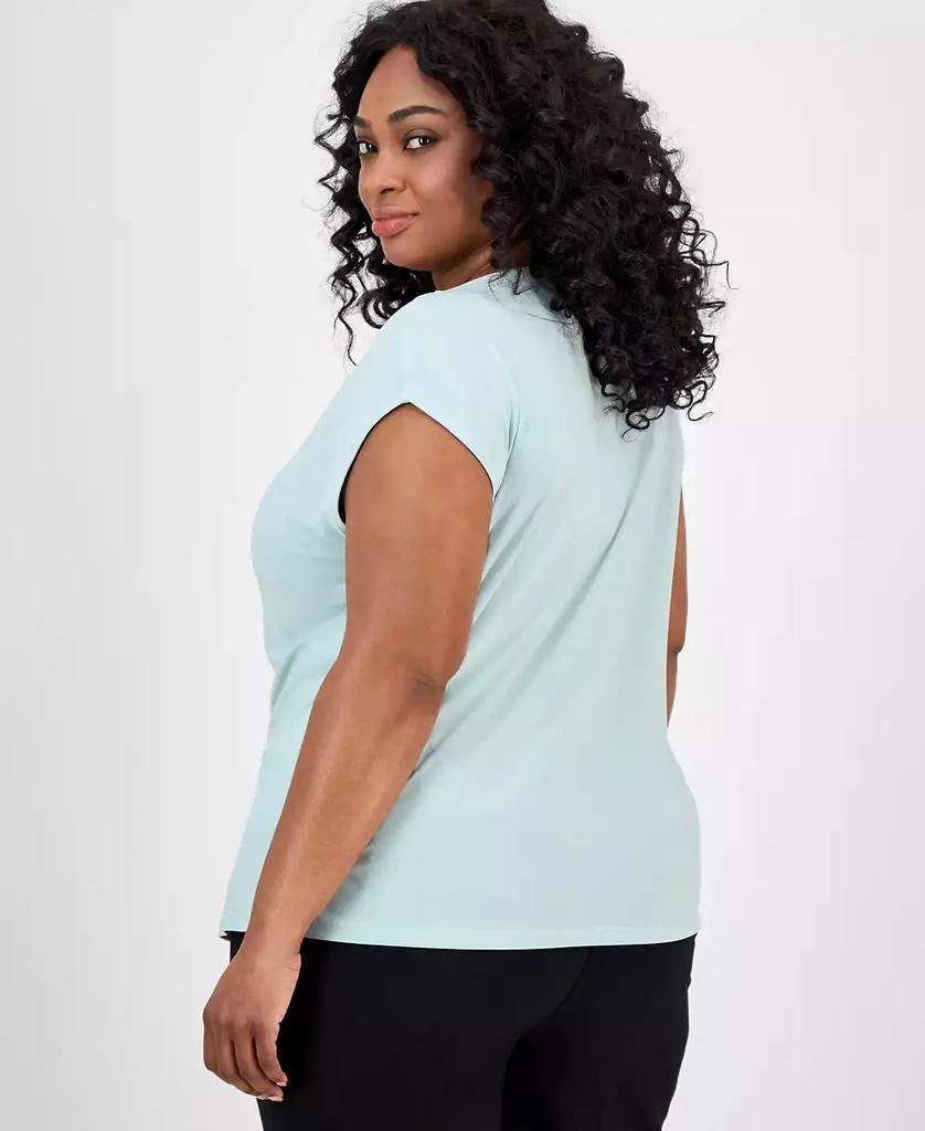 Kasper Plus Size Beaded-Neckline Short-Sleeve Top 4