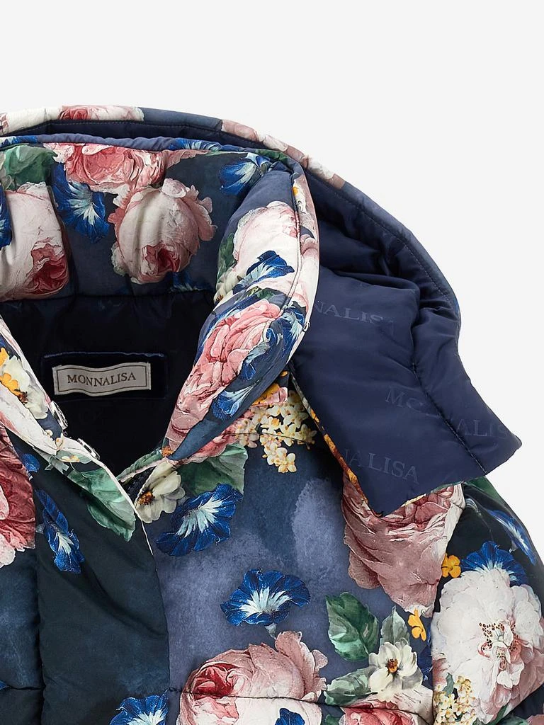 MONNALISA Monnalisa Girls Baroque Roses Puffer Jacket in Blue 6