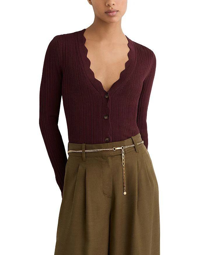 REISS Vinny Scallop Detail Cardigan