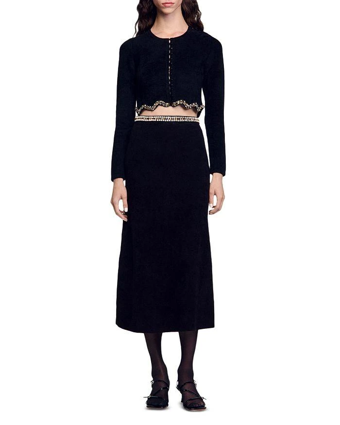 Sandro Jendal Embellished Scalloped Crop Cardigan 5