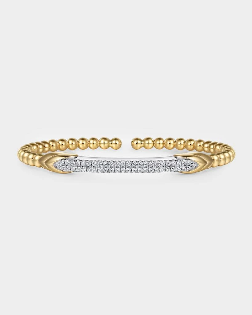 Gabriel 
Co 14K White and Yellow Gold Bujukan Diamond Bar Split Bangle Bracelet