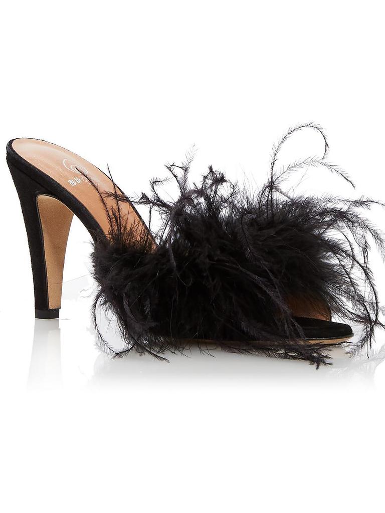 BROTHER VELLIES Palms Womens Suede Feathered Pumps