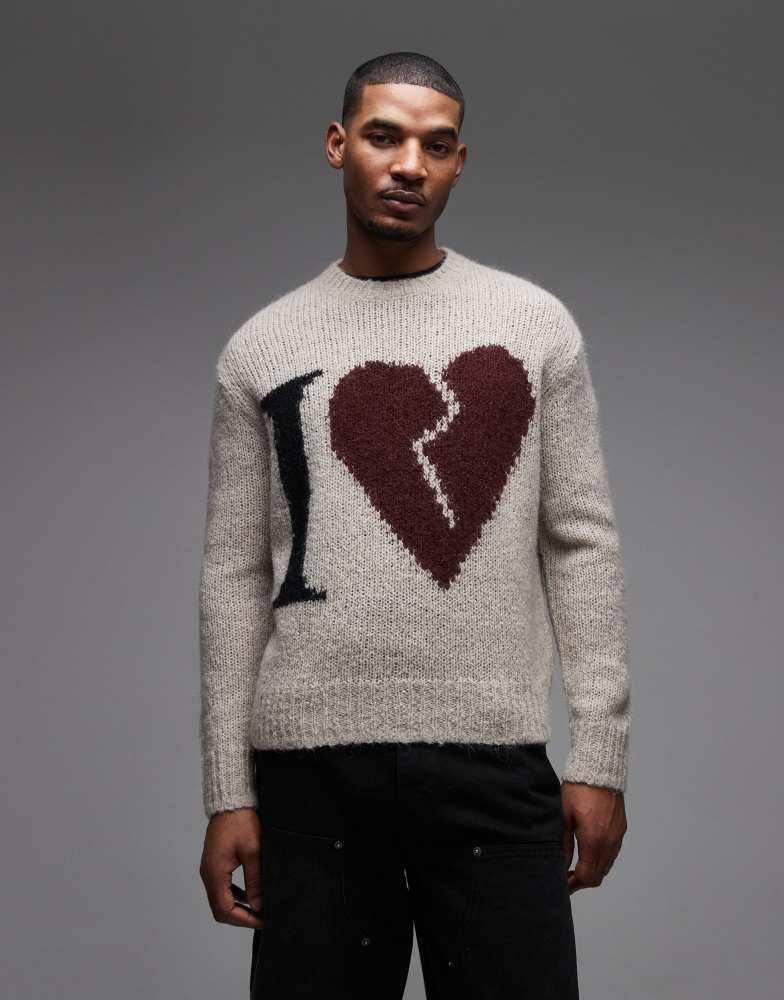 ALL SAINTS AllSaints Luvheart knitted jumper in gunmetal grey ALL SAINTS AllSaints Luvheart knitted jumper in gunmetal grey