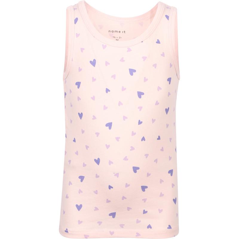 NAME IT® Love hearts print organic tank tops set of 2 in pink