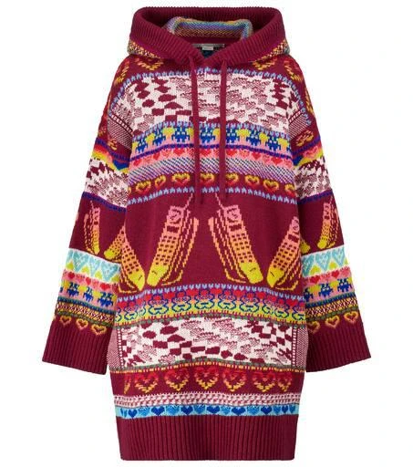 Stella McCartney Intarsia wool-blend hoodie dress 1