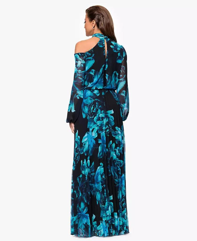 XSCAPE Petites Mock-Neck Cutout Long-Sleeve Long Sheath Dress 4