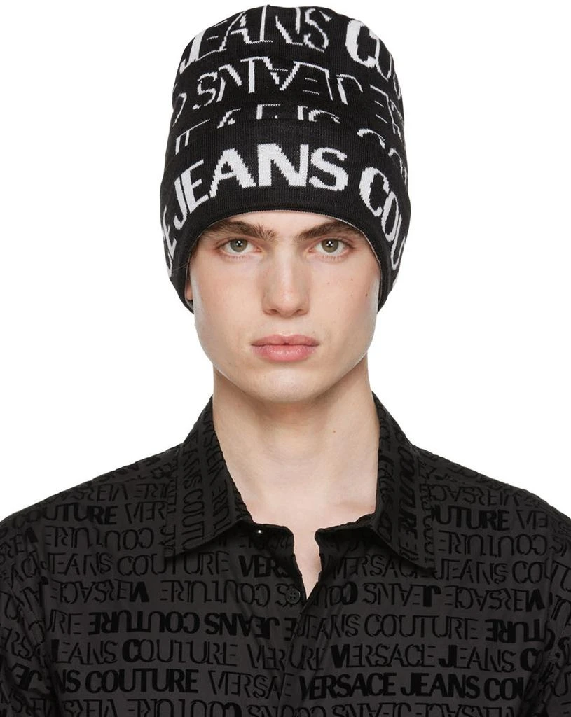 Versace Black & White Knit Beanie 1
