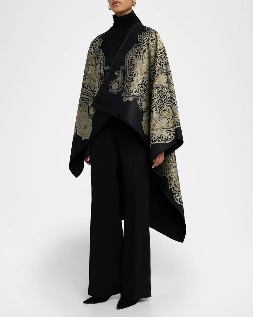 ETRO Wool-Blend Paisley Jacquard Cape 4