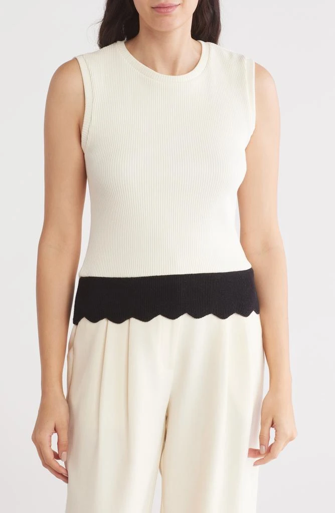 INDUSTRY REPUBLIC CLOTHING Sleeveless Scallop Hem Sweater Top 1